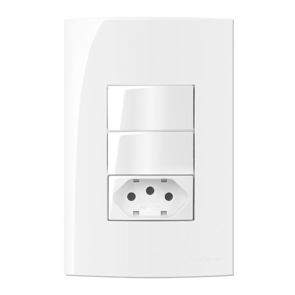 Conjunto 4x2 2 interruptores simples e 1 tomada 10A sleek