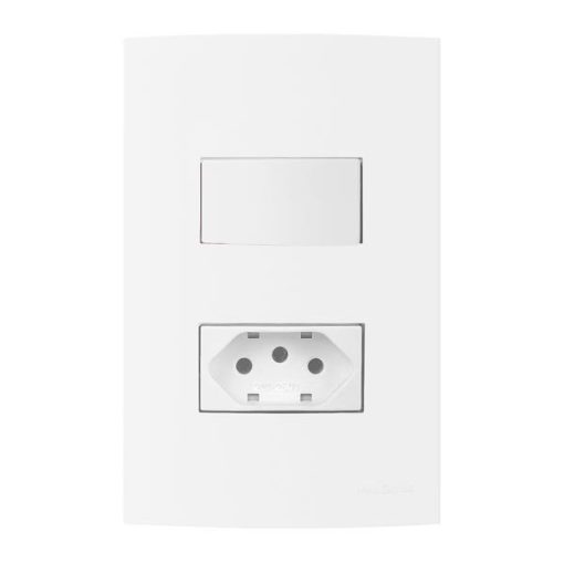 Conjunto interruptor simples 10A e tomada 10A clean
