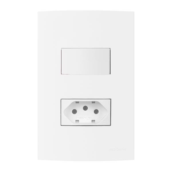 Conjunto interruptor simples 10A e tomada 10A clean