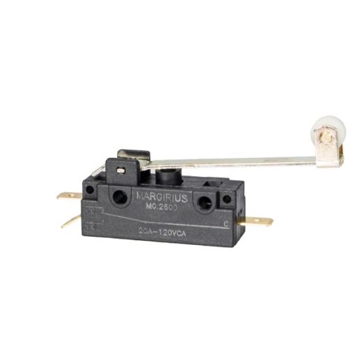 Microinterruptor de ação rápida MG-2604 - IR - Terminal Engate - com haste longa e rolete