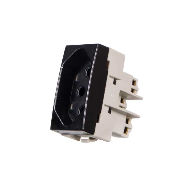 modulo tomada 10A ebony preta acetinada linha clean margirius