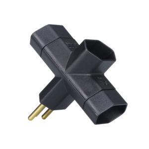 adaptador 2p+T 10A preto