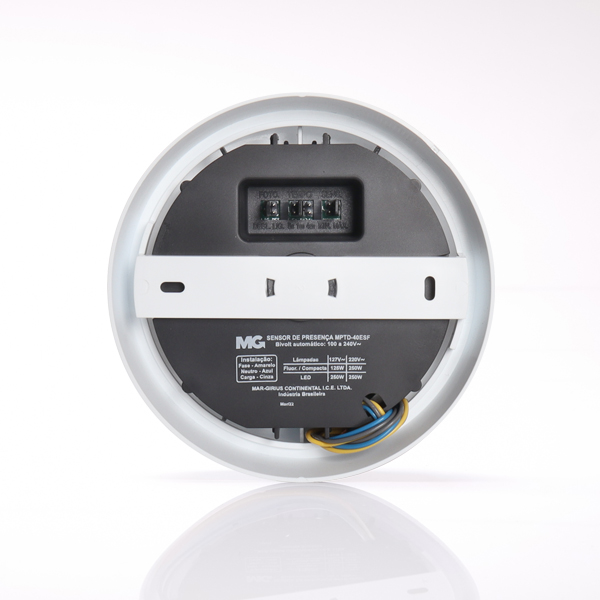 sensor de presença 2 lentes de embutir e sobrepor com fotocélula vista dos jumpers de ajuste de sensibilidad, fotocélua e tempo Margirius