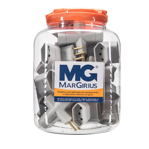 Adaptador benjamim 2P+T - 10A - Pote 20 un.