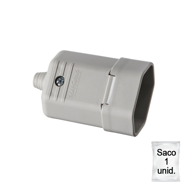 Tomada desmontável na cor cinza 2 pinos 10A - plástica 1 unid.