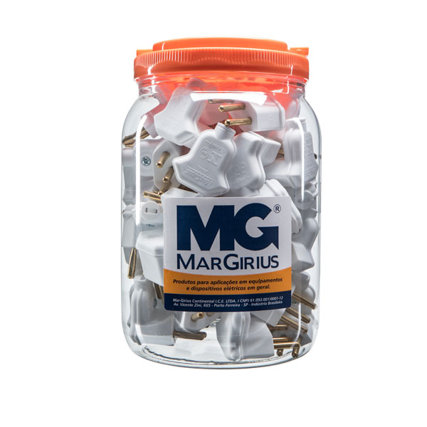 pote com plugues desmontáveis na cor branco de 90 graus - 10A