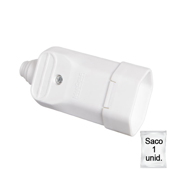 Tomada desmontável fêmea 2P+T com prensa cabos 10a na cor branco