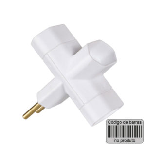 adaptador 2p 10A com codigo de barras branco