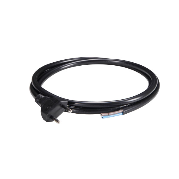 Plugue com rabicho 2P - cabo 2x1,5mm 10A 180 graus