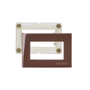 Conjunto placa com suporte 65x45 marrom sleek alto brilho