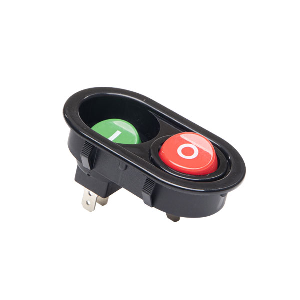 interrptor com 2 teclas sendo 1 para ligar e outra para deslizar, pulsadoras nas cores verde e vemelha marca margirius