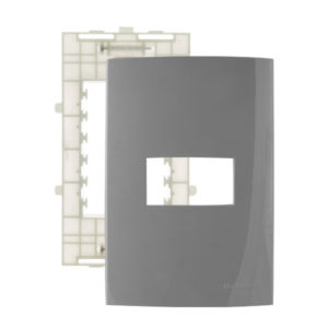 Placa 4x2 + suporte 1 posto Sleek Colors - Cinza - Margirius