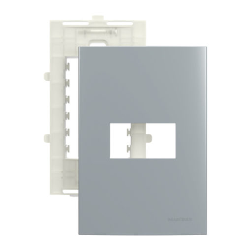 Placa 4x2 + suporte 1 posto Sleek Colors - Cinza - Margirius