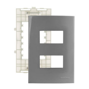 Placa 4x2 + suporte 2 postos separados Sleek Colors - Cinza - Margirius
