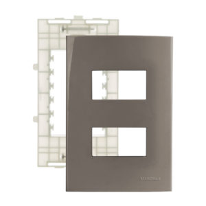 Placa 4x2 + suporte 2 postos separados Sleek Colors - Argila - Margirius