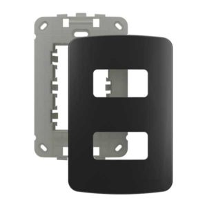 Placa + suporte 4×2 2 postos – Ebony