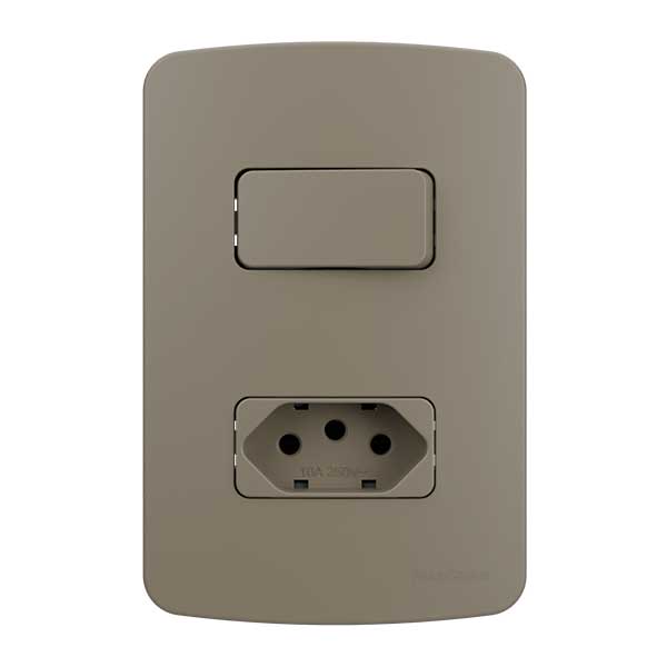 Conjunto 4x2” Interruptor + tomada B3 Colors - Argila