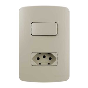 Conjunto 4x2” Interruptor + tomada B3 Colors - Pérola