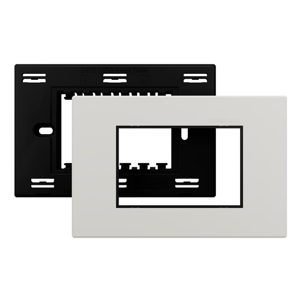 23194 CONJ AURA 4X2'' BRANCO S PLACA + SUP PRETO