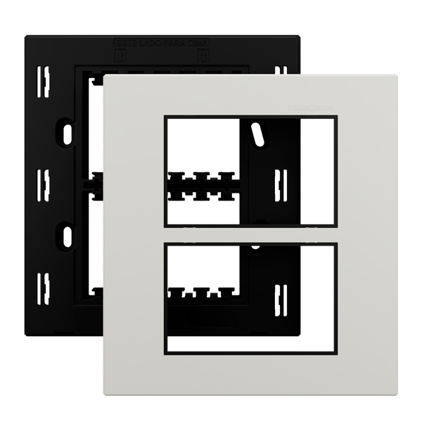 23197 CONJ AURA 4X4'' BRANCO S PLACA + SUP PRETO