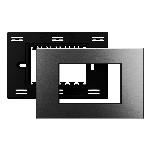 23437 CONJ AURA 4X2'' AÇO PLACA + SUP PRETO