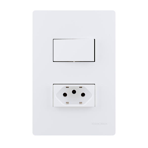 22189 1 interruptor simples 10A 250V~ + 1 tomada 2P+T 10A 250V~