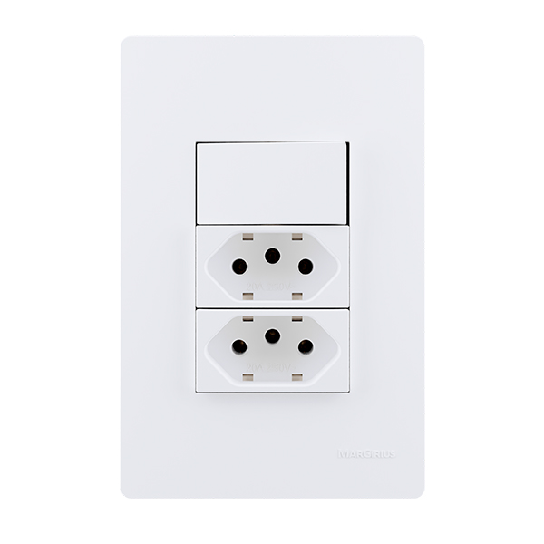 22193 1 interruptor simples 10A 250V~ + 2 tomadas 2P+T 20A 250V~